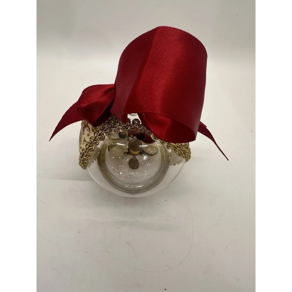 Disney Parks Mickey Minnie Victorian Jeweled Glass Christmas Ornament